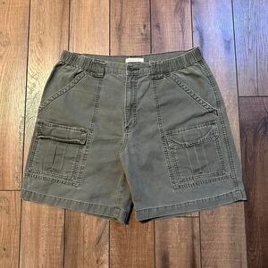 Vintage Savane green utility hiking granola fisherman cargo front shorts size 34